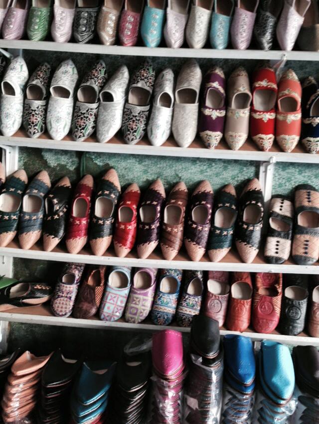 Shoes at store at Moulay Idriss Morocco 